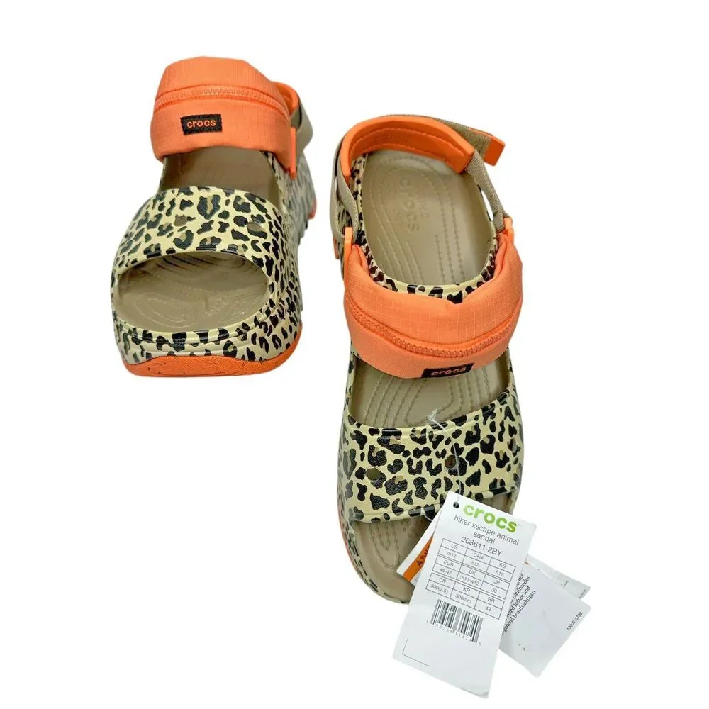 Crocs Hiker Xscape Animal Sandal Clog‎ - Khaki Leopard, Men's Size 13